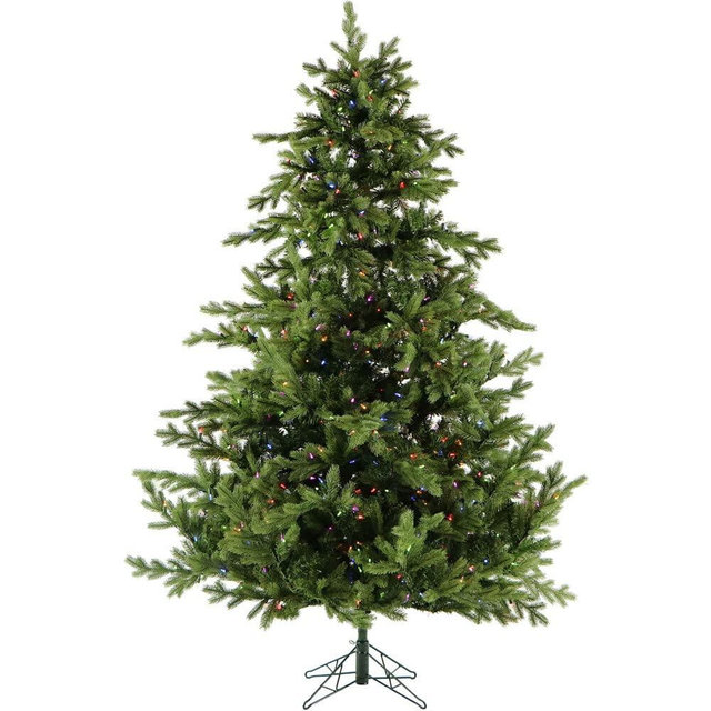 Fraser Hill Farm 6.5-Ft. Foxtail Pine Artificial Christmas Tree with Dual Multicolor & Warm White LED Lights and Stand, Prelit Foldable Fake Tree with Realistic Foliage for Home Decoration