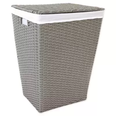 ORG Poly-Rattan Tapered Rectangular Hamper in Grey/Light Grey