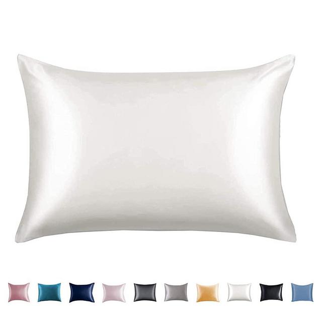 Adubor 100% Mulberry Silk Pillowcase for Hair and Skin with Hidden Zipper, Both Side 23 Momme Silk,600 Thread Count (20x36inch, King Size, Ivory White, 1pc)