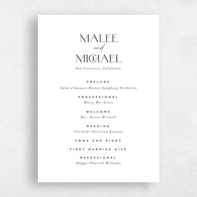 White Wedding Program - Buenos