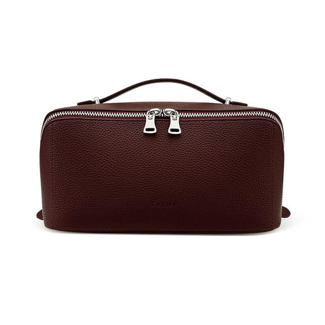 EACHY Travel Makeup Bag, Lychee Leather Large Capacity Cosmetic Bag for Women, Open Flat Toiletry Bag with TPU Brush Compartment, Waterproof Skincare Organizer Travel Essentials