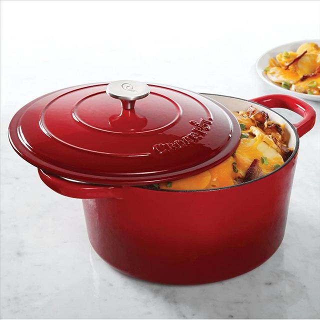 Crock Pot Artisan Round Enameled Cast Iron Dutch Oven, 7-Quart, Scarlet Red