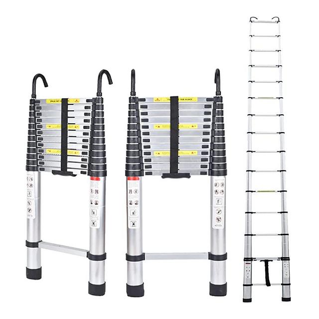 Telescoping Ladder 16.5ft Aluminum Telescopic Extension Ladder Extendable Ladders with 2 Detachable Hooks Portable Lightweight Safety Lock Design Best for Household Daily or RV Work 330 Pound Capacity