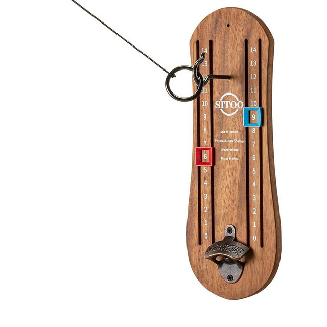 Ring Toss Game for Adults, Hook and Ring Game with String and Hooks for Indoor & Outdoor, Ring Hook Game with Bottle Opener, Gifts for Men