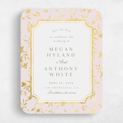 Pink Rounded Wedding Save the Date - Vasara Portrait Foil