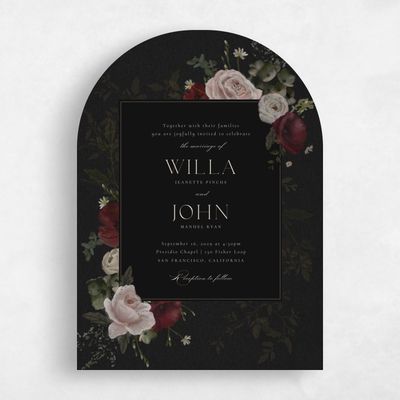 Black Arch Wedding Invitation - Bourgeon Portrait