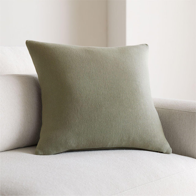 Relaxed Linen Layering 20"x20" Shadow Sage Green Throw Pillow with Feather Insert