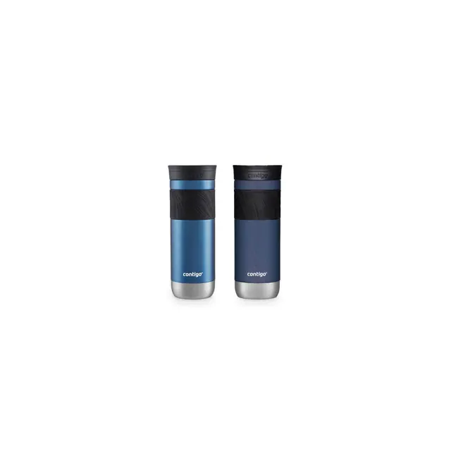 Contigo SNAPSEAL Insulated Stainless Steel Travel Mug with Grip, 20 oz, Blue Corn & Midnight Berry, 2-Pack