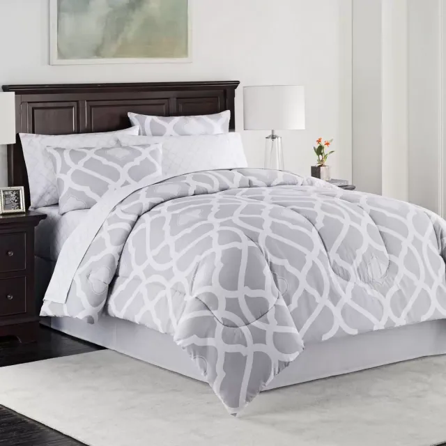 Kiley 8-Piece King Comforter Set in Grey