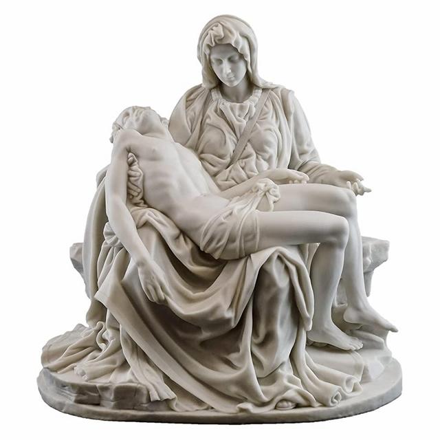Top Collection La Pieta by Michelangelo Statue - Museum Grade Replica in Premium Sculpted Resin - 10-Inch Tall Figurine with White Marble Finish