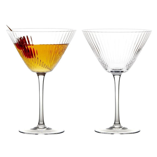 Anton Studio Designs Empire Handmade Cocktail Martini Glasses Perfect for Martinis, Manhattans, and Daiquiris - 11.75 oz - Clear - Set of 2 Elegant Cocktail Glasses