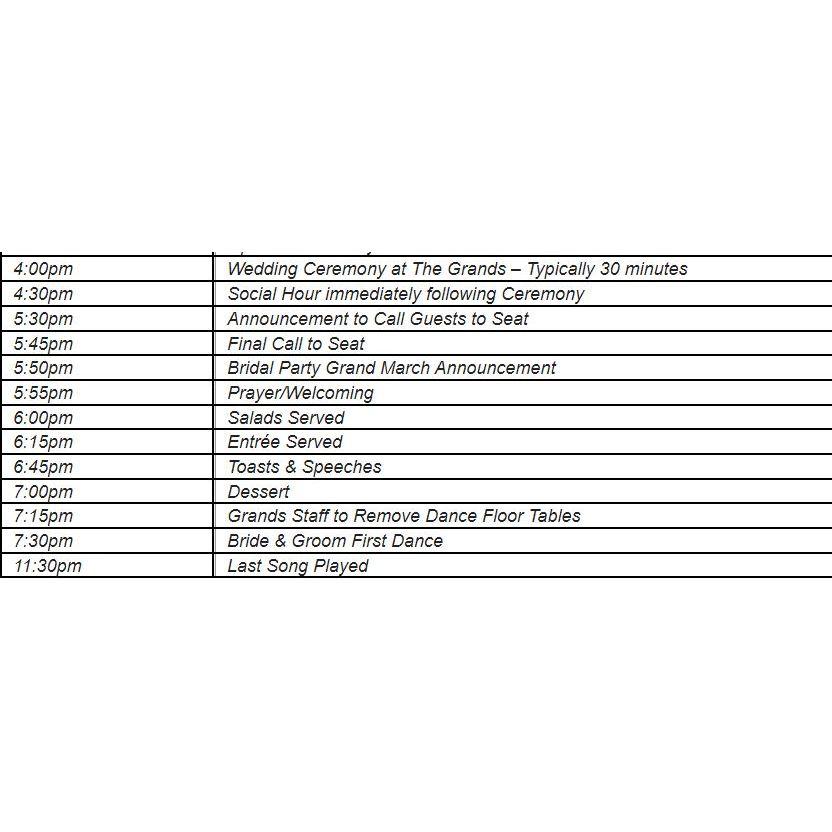 Wedding Schedule