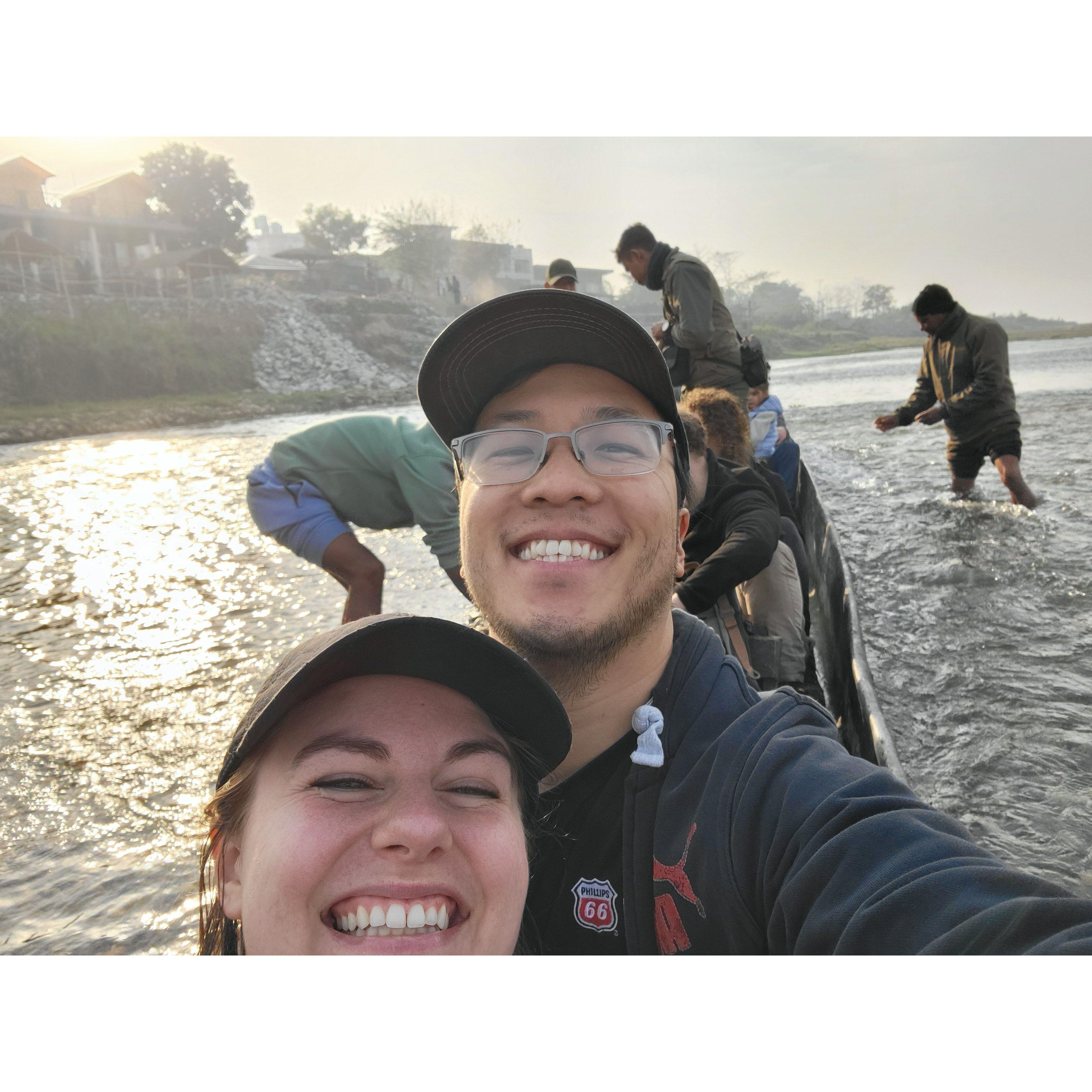 We went on a river safari in Nepal and our boat got stuck in the shallow water! 2024