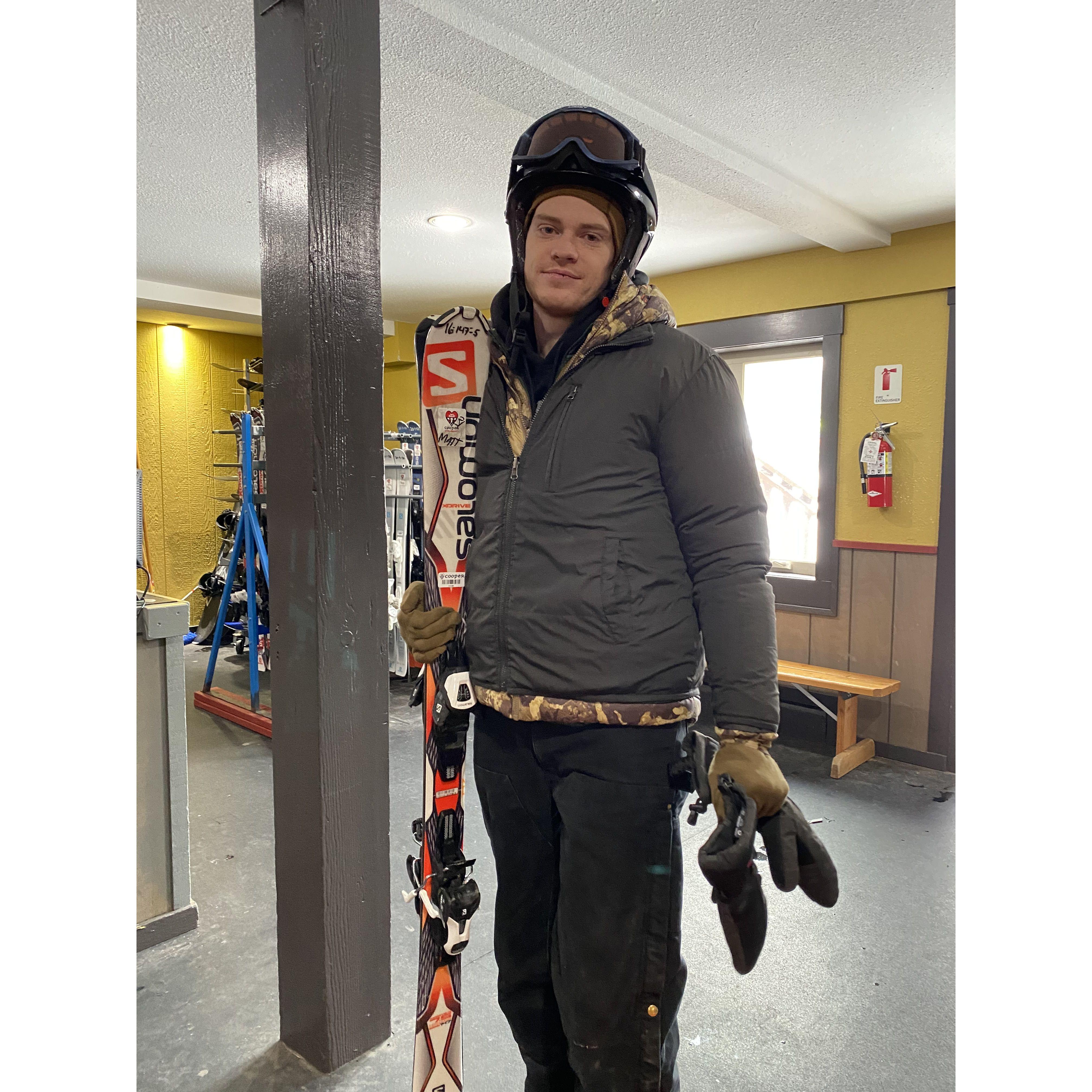 Matt's first time learning to ski! Learning Anne's favorite thing to do!