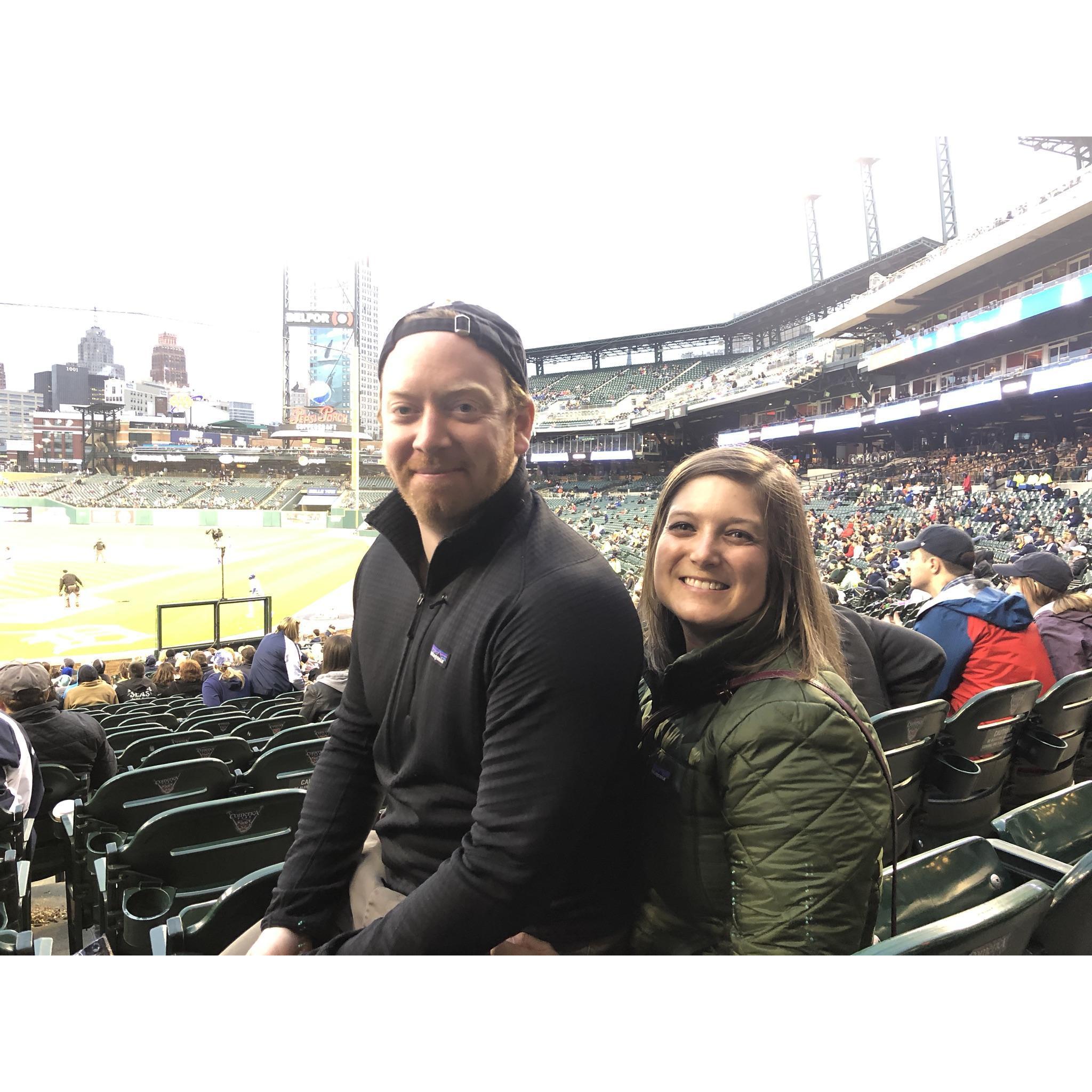 Brendan and Lindsey at a Detroit Tigers game.
