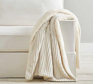 Ridgeline Sherpa Back Throw, 50 x 60", Ivory