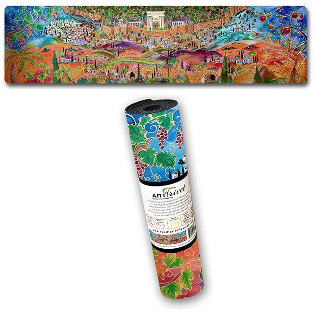 Jerusalem ArtTrivet heat-resistant table runner and trivet - fabric top and non-slip rubber base (12"x48")