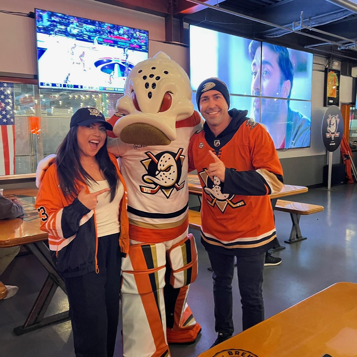 With our buddy Wild Wing! Let's go Ducks!!