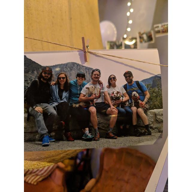 Friends Valentin, Valerie, Lindsay, Stephen, and Charlie Buckets with Erin, Will, Jeff, and Cokie at Yosemite (2018)