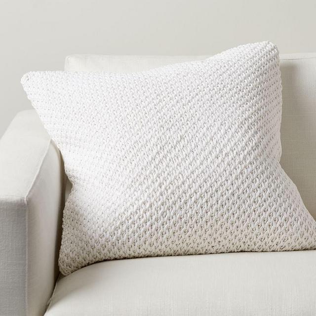 Stonewashed Handknit Pillow & Down Alternative Insert Bundle, 22" x 22", White