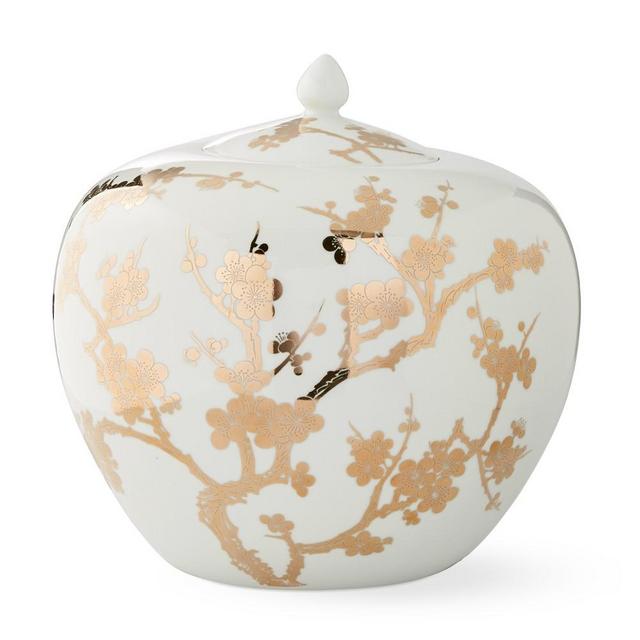 White and Gold Small Ginger Jar
