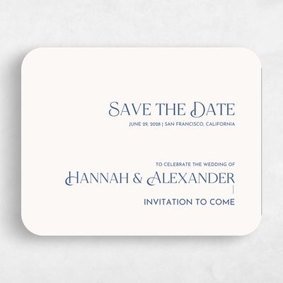Beige Rounded Wedding Save the Date - Ginami Landscape
