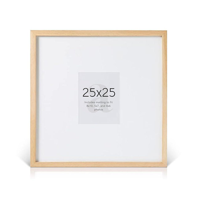 artisane home goods 25x25 Frame – Large White Oak Gallery Picture Frame With Mat for Wall, 25x25 Picture Frame for Gallery Walls, Oversized Square Frame, Matted to 8x10, 5x7 & 4x6