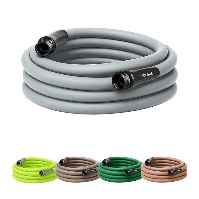 Flexzilla Colors Garden Hose 5/8 in. x 25 ft., Lightweight All-Weather Water Hose, Durable and Flexible, Leak-Free Connections, Slate Gray