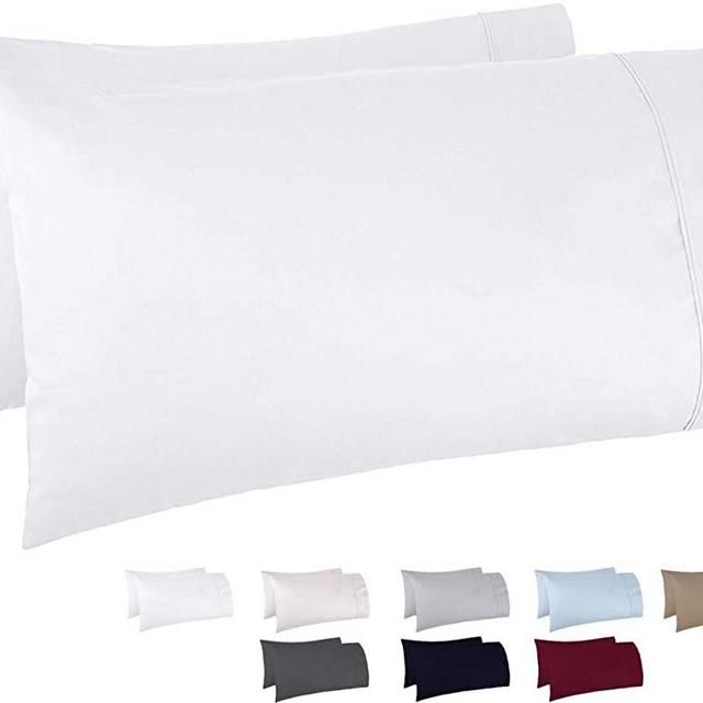 Carressa Linen 1000 TC 100% Cotton Bed Sheet Set (White, 2 Pc Standard Pillow Case)