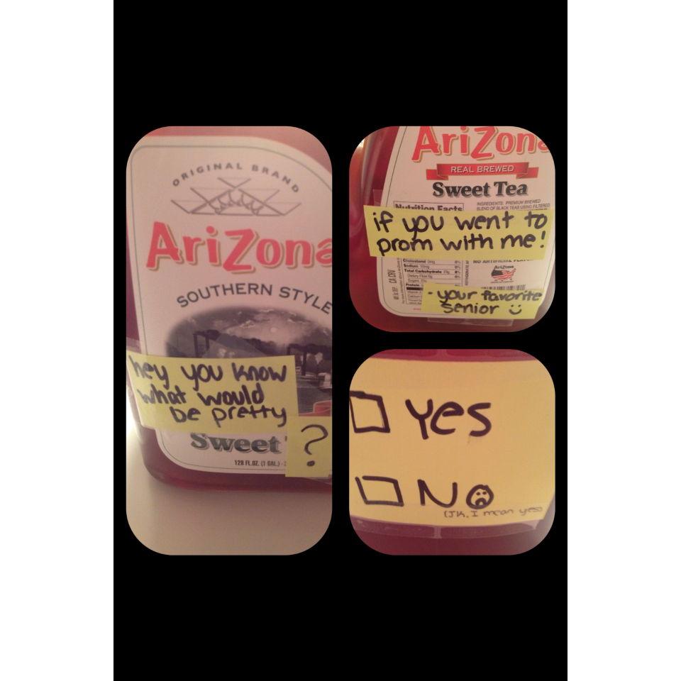 How I asked Clayton to prom. I snuck out of school early to break in to Clayton's Jeep (aka open the door that didn't lock) and leave this gallon of sweet tea.