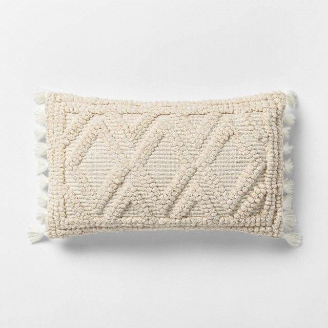 Lumbar Woven Textured Diamond Throw Pillow - Opalhouse™