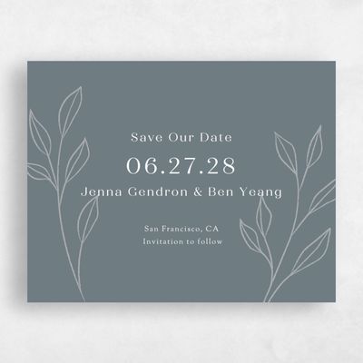 Steel Gray, Grey Wedding Save the Date - Cassis Landscape