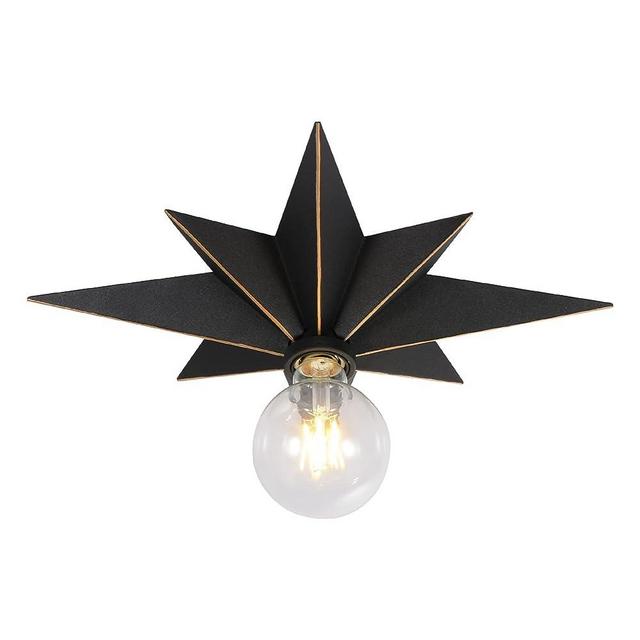 16 inch Flush Mount Ceiling Light, Industrial Black Metal Star Ceiling Lights, Vintage Entryway Light Fixtures, Farmhouse Star Lighting for Hallway, Porch, Study, Bedroom, Stair, Kitchen, Bathroom
