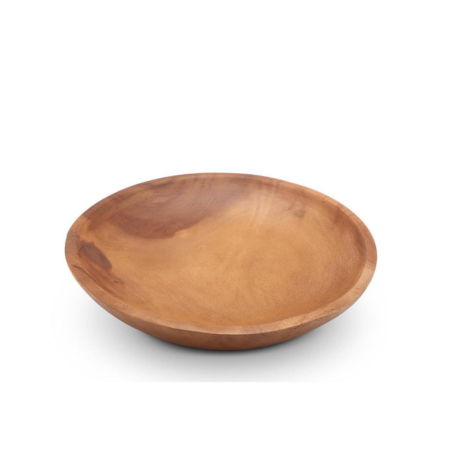 Arthur Court Acacia Wood Serving Bowl for Fruits or Salads Calabash Round Shape Style Large Wooden Single Bowl