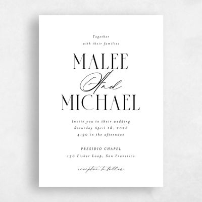 White Wedding Invitation - Portsmouth Portrait