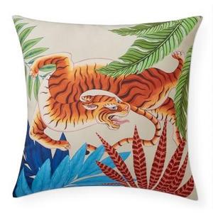 Outdoor Printed Exotic Animal Pillow, 22" X 22", Tiger