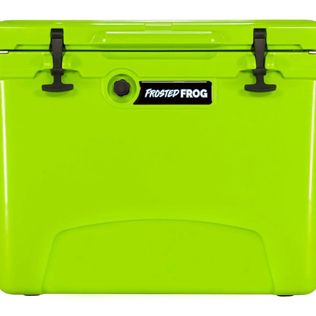 Frosted Frog 60 Quart Ice Chest Heavy Duty High Performance Roto-Molded Commercial Grade Insulated Cooler with Telescoping Handle and Wheels