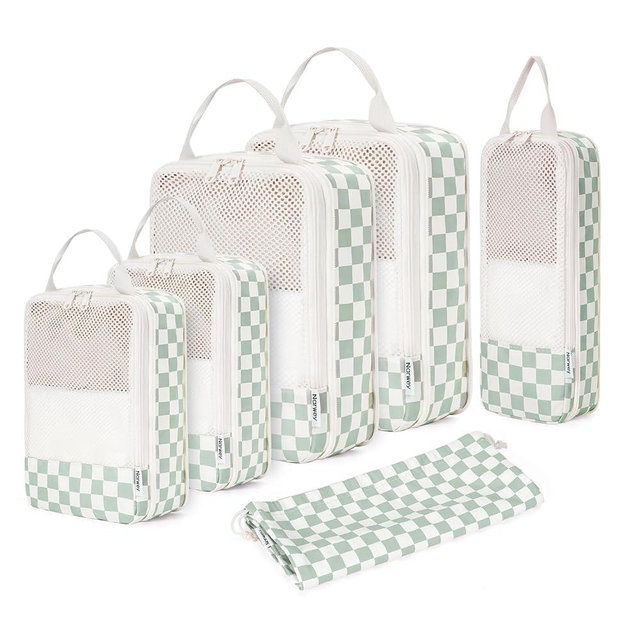 Narwey 6 Set Compression Packing Cubes for Travel Kids Women Carry on, Packing Organizers Bag for Backpack Luggage Suitcase Duffle Bags