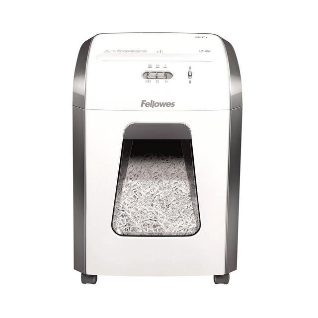 Fellowes Powershred 12-Sheet Cross-Cut Paper Shredder - White