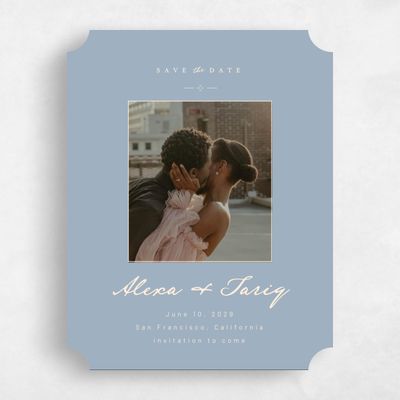 Blue Ticket Wedding Save the Date - Finnian Photo