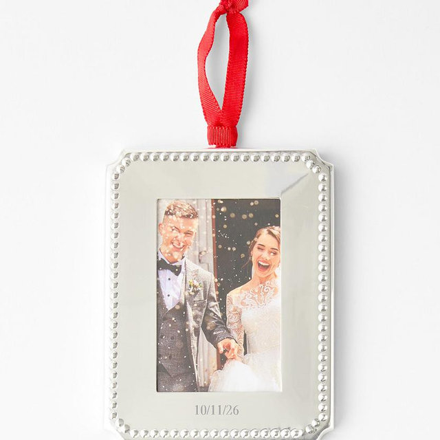 Silver Beaded Photo Frame Ornament