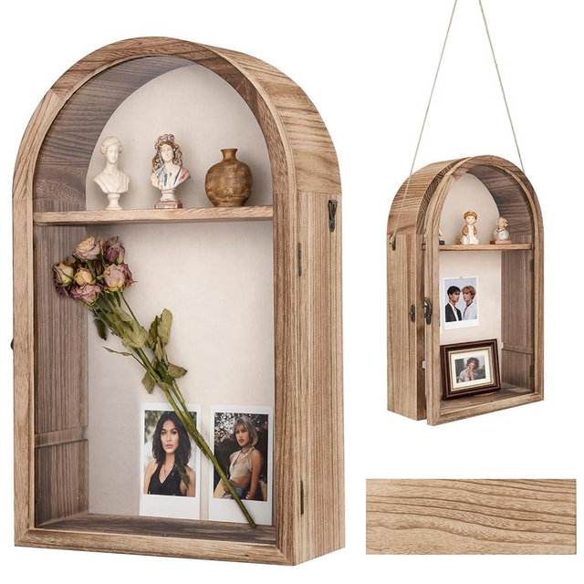 Shadow Box Frame, 10"x16" Shadow Boxes Display Cases with Linen Back and Removable Shelves, Picture Frame Wedding Bouquet Memorabilia Medals Photos Memory Box for Keepsakes