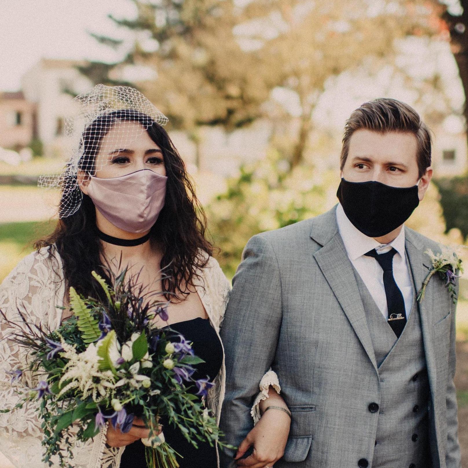 A COVID wedding meant breaking out the "fancy masks"
