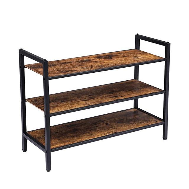 HOOBRO Shoe Rack, 3-Tier Stackable Shoe Shelf, Industrial Shoe Storage Organizer with 3 Shelves, Ideal for Hallway, Closet, Bedroom, Entryway, Dorm Room, Durable and Easy Assembly BF03XJ01