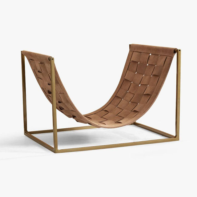 Vail Suede Fireplace Log Holder, Brass