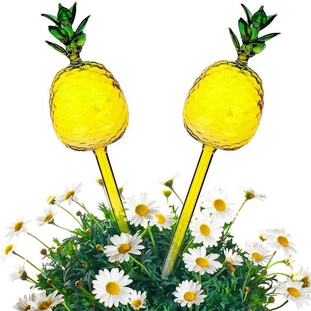 2 Pack Plant Waterer Self Watering Globes, Pineapple-Shaped Automatic Self Water Bulbs - Plant Water Drippers Irrigation Devices for Indoor and Outdoor Plants