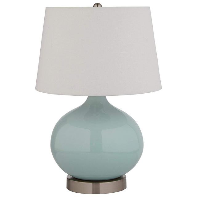 Stone & Beam Cyan Ceramic Lamp, 20"H, With Bulb, White Shade