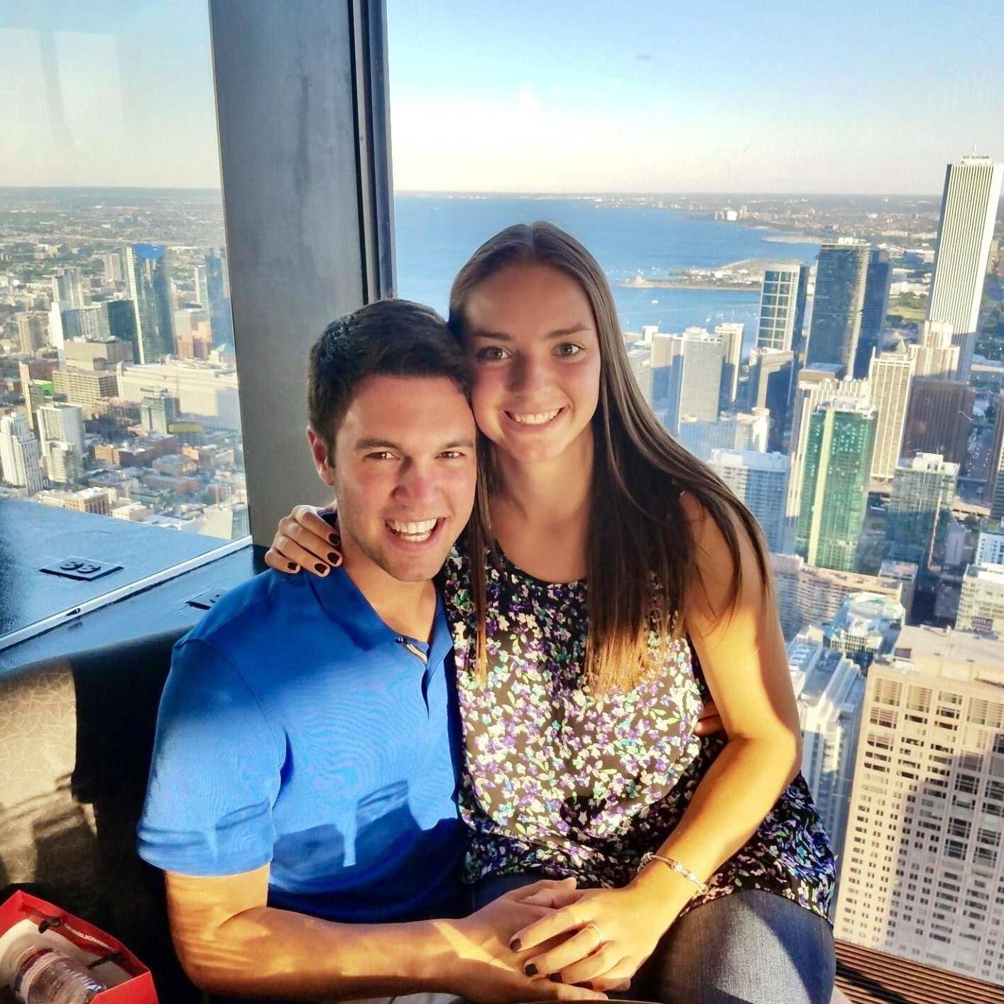 Celebrating 6 months together on the 96th floor of the John Hancock building.