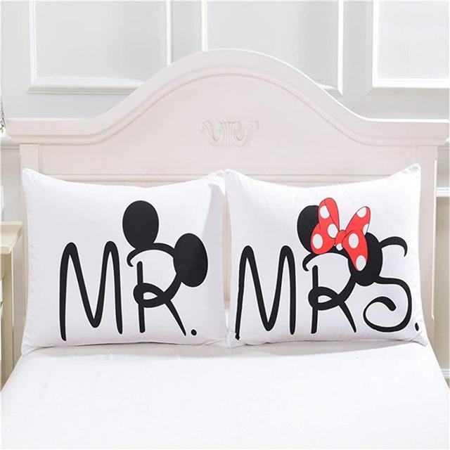 Haru Homie Microfiber Couples Mickey Mouse& Minnie Pillowcases Set of 2, Gifts for Girlfriend, Boyfriend, Wife, Husband, Valentines Day , Wedding, 20"x 30"