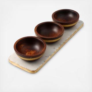 Old Hollywood 4-Piece Marble & Wood Condiment Set